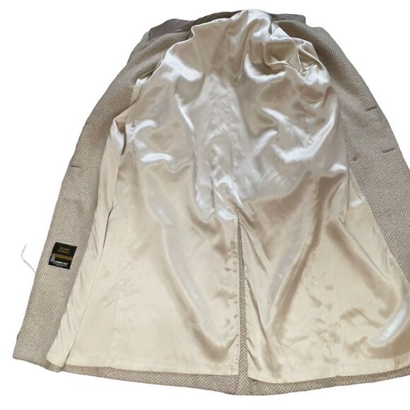 London Fog Tempo Europa Vintage Pure Wool Leather Collar Trench Coat Size 12 - Picture 11 of 15